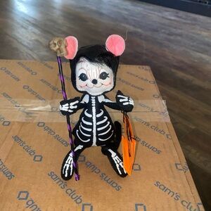 Annalee Skeleton Mouse Plush with Pink Ears